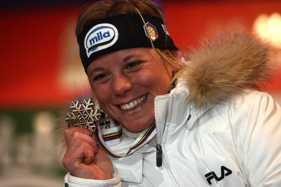 Campionati del mondo di sci alpino ad Are, nel febbraio 2007. Denise  terza dietro Hosp e Pietilae Holmner (Colombo)